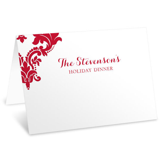 Red Damask Folded Place Cards